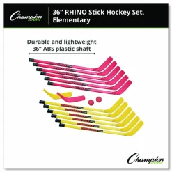 Champion Sports Indoor ABS Kids Hockey Set, 2 Pucks, 12 Sticks