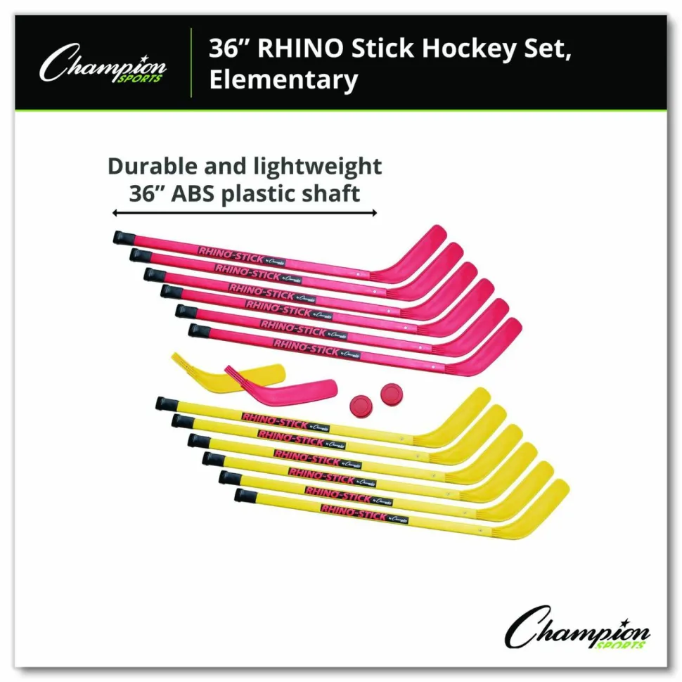 Champion Sports Indoor ABS Kids Hockey Set, 2 Pucks, 12 Sticks