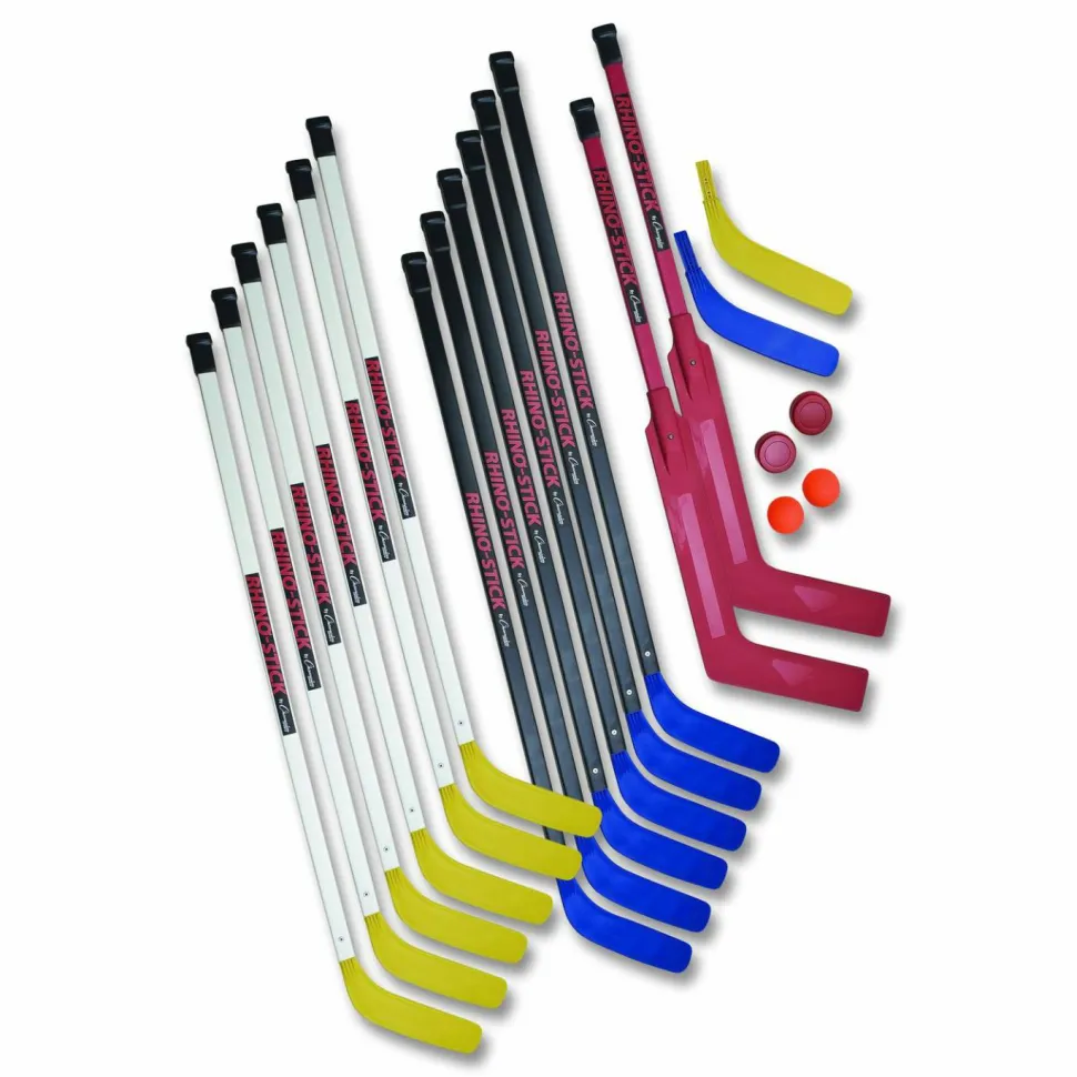 Champion Sports Indoor ABS Floor Hockey Set, 2 Pucks, 14 Sticks