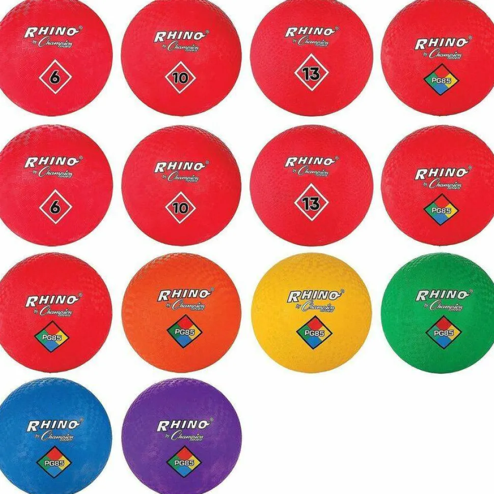 Champion Sports Mixed Playground Ball Set - Assorted, Blue, Red - Nylon, Rubber