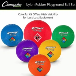 Champion Sports Mixed Playground Ball Set - Assorted, Blue, Red - Nylon, Rubber