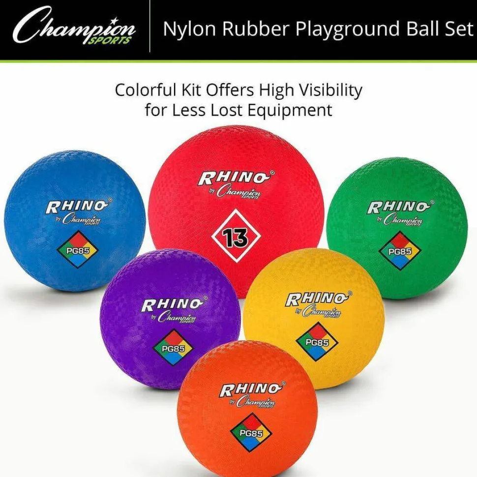 Champion Sports Mixed Playground Ball Set - Assorted, Blue, Red - Nylon, Rubber