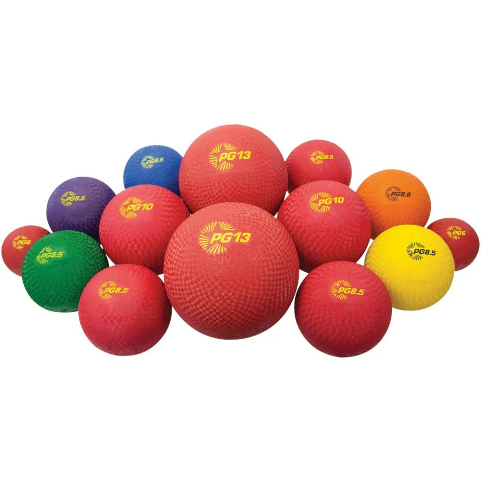 Champion Sports Mixed Playground Ball Set - Assorted, Blue, Red - Nylon, Rubber