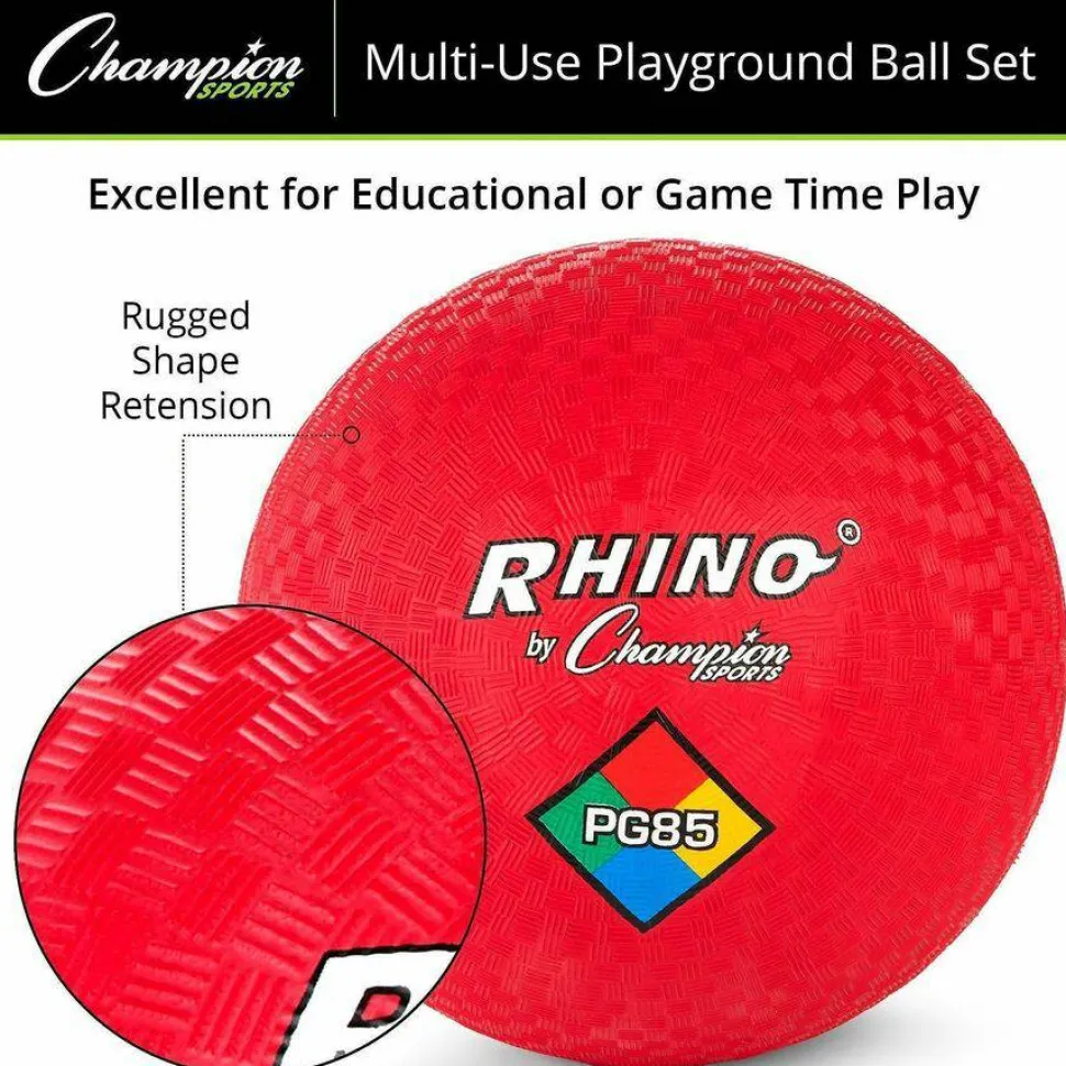 Champion Sports Mixed Playground Ball Set - Assorted, Blue, Red - Nylon, Rubber