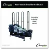 Champion Sports Mobile Four-Stack Shoulder Pad Rack, Metal, 176 lb Capacity, 24" x 59" x 68", Black