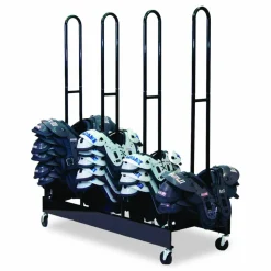 Champion Sports Mobile Four-Stack Shoulder Pad Rack, Metal, 176 lb Capacity, 24