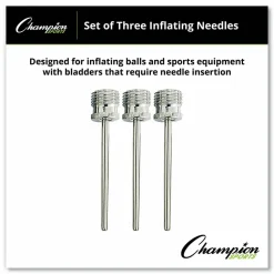 Champion Sports Nickel-Plated Inflating Needles, Pack Of 3
