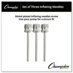 Champion Sports Nickel-Plated Inflating Needles, Pack Of 3