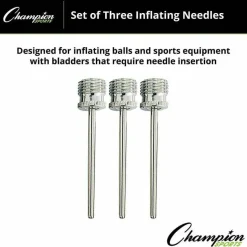 Champion Sports Nickel-Plated Inflating Needles, Pack Of 3