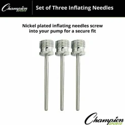 Champion Sports Nickel-Plated Inflating Needles, Pack Of 3