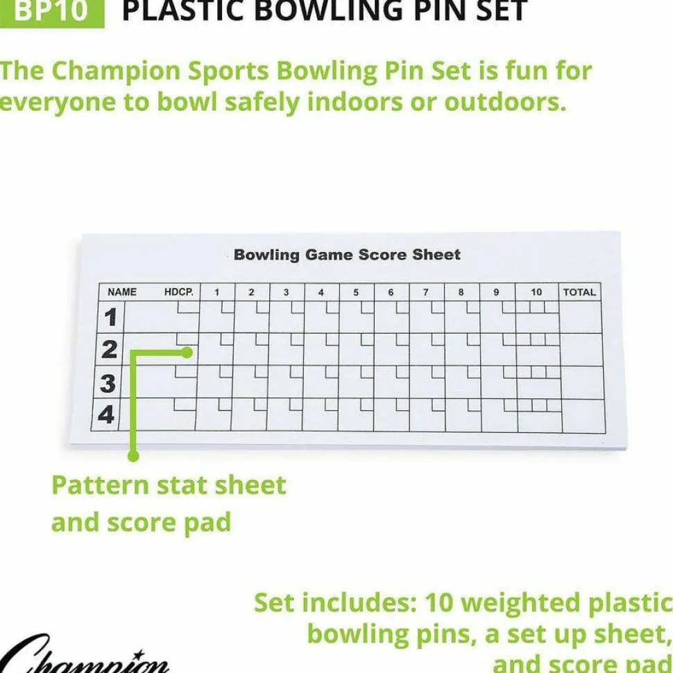 Champion Sports Plastic Bowling Pin Set