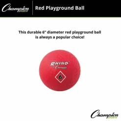 Champion Sports Playground Ball, 6" Diameter, Red