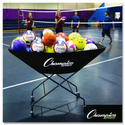 Champion Sports Pro Collapsible Volleyball Cart, 23" x 55" x 41", Black