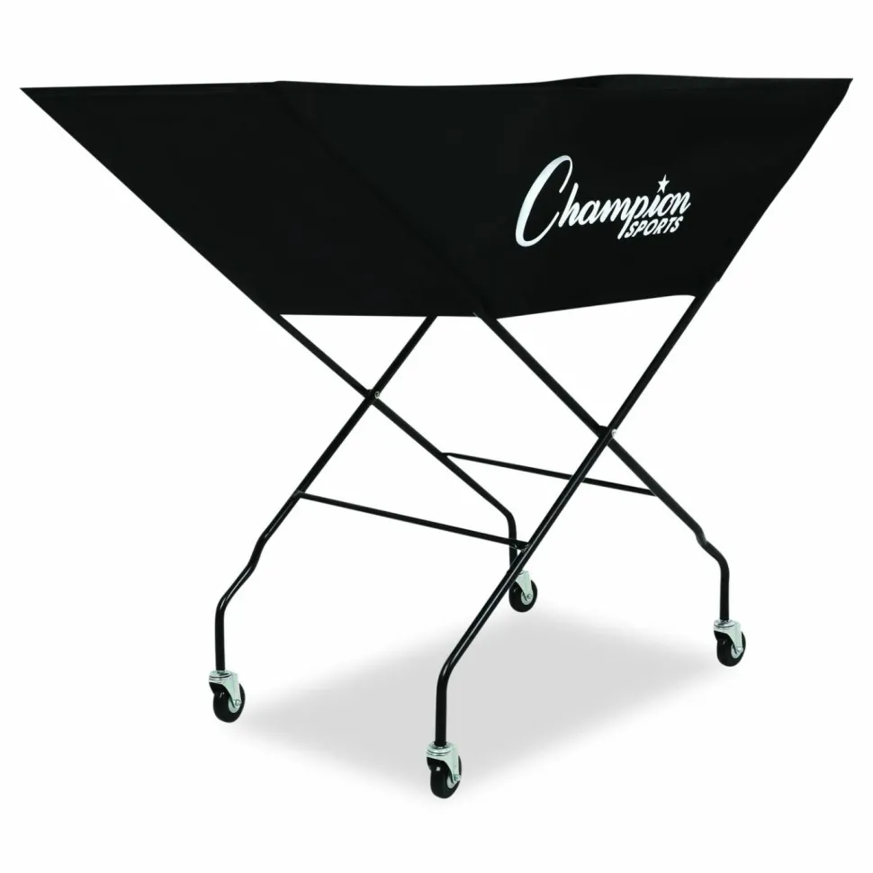 Champion Sports Pro Collapsible Volleyball Cart, 23" x 55" x 41", Black