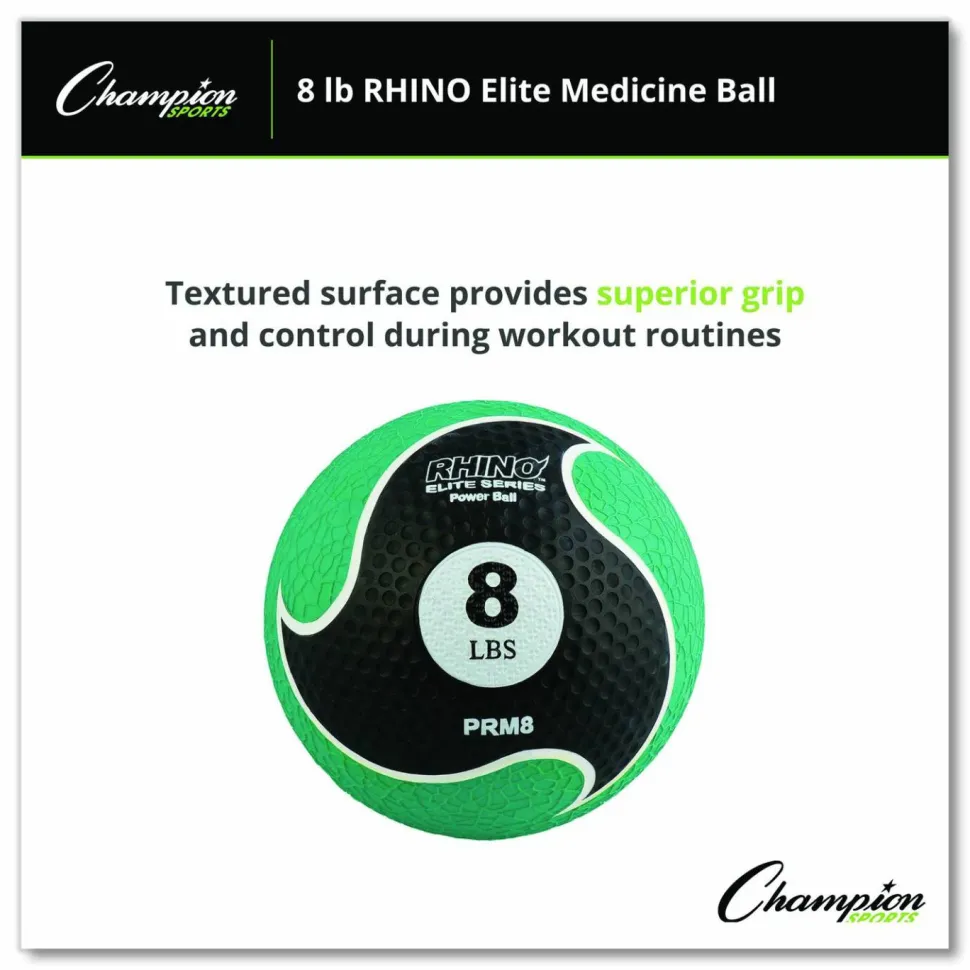 Champion Sports Rhino Elite Medicine Ball, 8 lb, Green