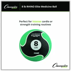 Champion Sports Rhino Elite Medicine Ball, 8 lb, Green