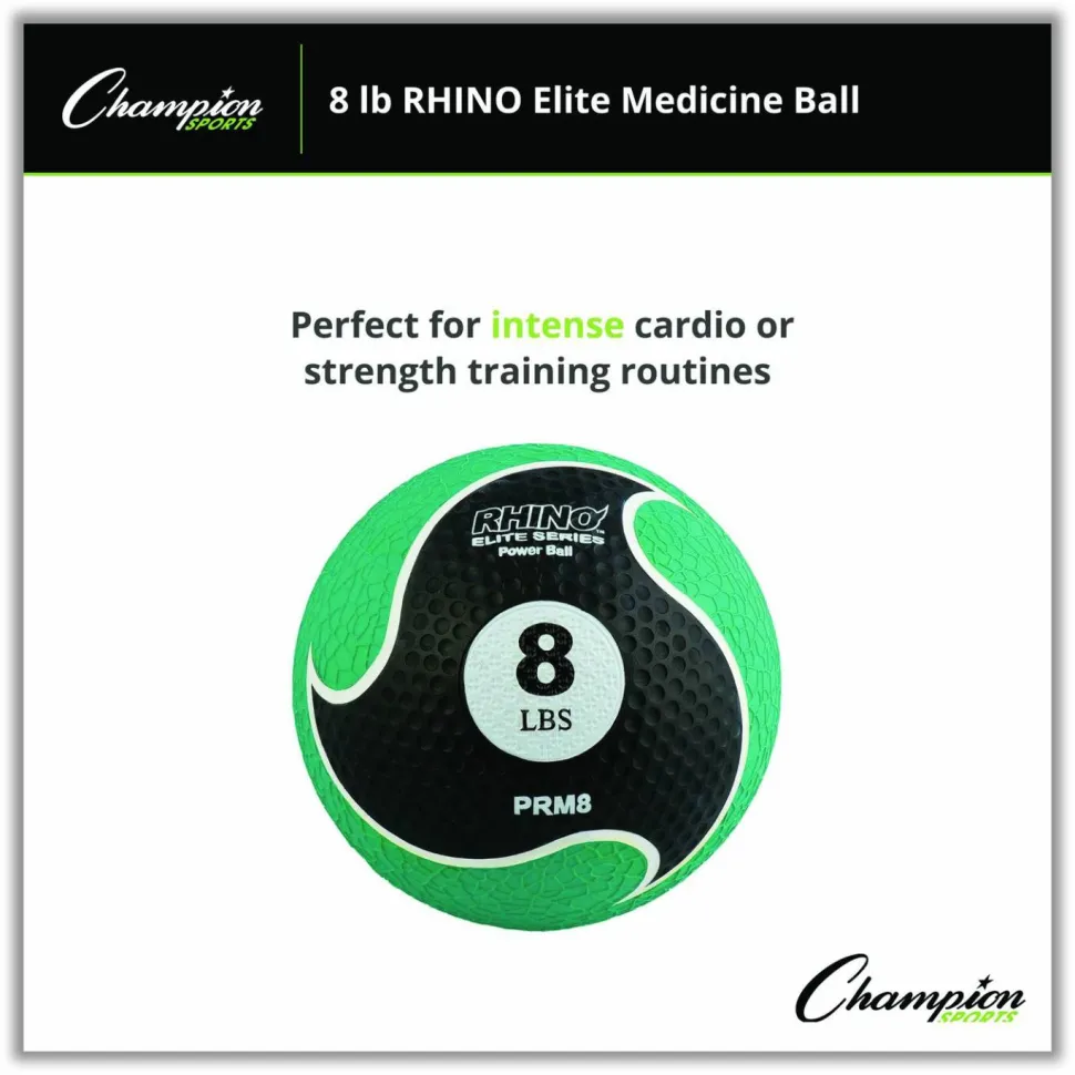 Champion Sports Rhino Elite Medicine Ball, 8 lb, Green