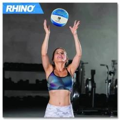 Champion Sports Rhino Leather Medicine Ball, 18 lb, Teal/White