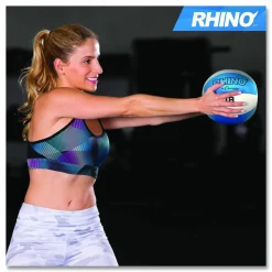 Champion Sports Rhino Leather Medicine Ball, 18 lb, Teal/White