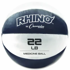 Champion Sports Rhino Leather Medicine Ball, 22 lb, Black/White
