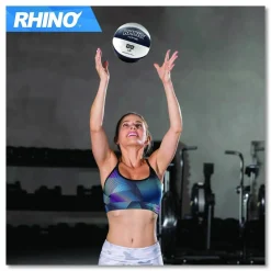 Champion Sports Rhino Leather Medicine Ball, 22 lb, Black/White