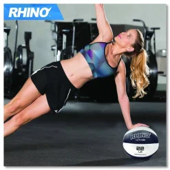 Champion Sports Rhino Leather Medicine Ball, 22 lb, Black/White