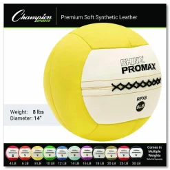 Champion Sports Rhino Promax Medicine Ball, 8 lb, Yellow