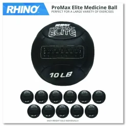 Champion Sports Rhino Promax Elite Medicine Ball, 10 lb, Black