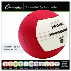 Champion Sports Rhino Promax Medicine Ball, 25 lb, Red