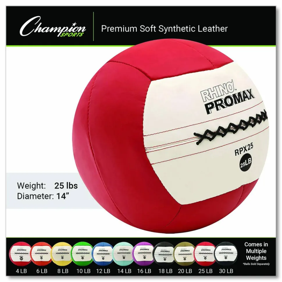 Champion Sports Rhino Promax Medicine Ball, 25 lb, Red