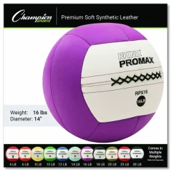 Champion Sports Rhino Promax Medicine Ball, 16 lb, Purple