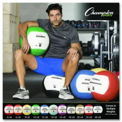 Champion Sports Rhino Promax Medicine Ball, 14 lb, Light Blue