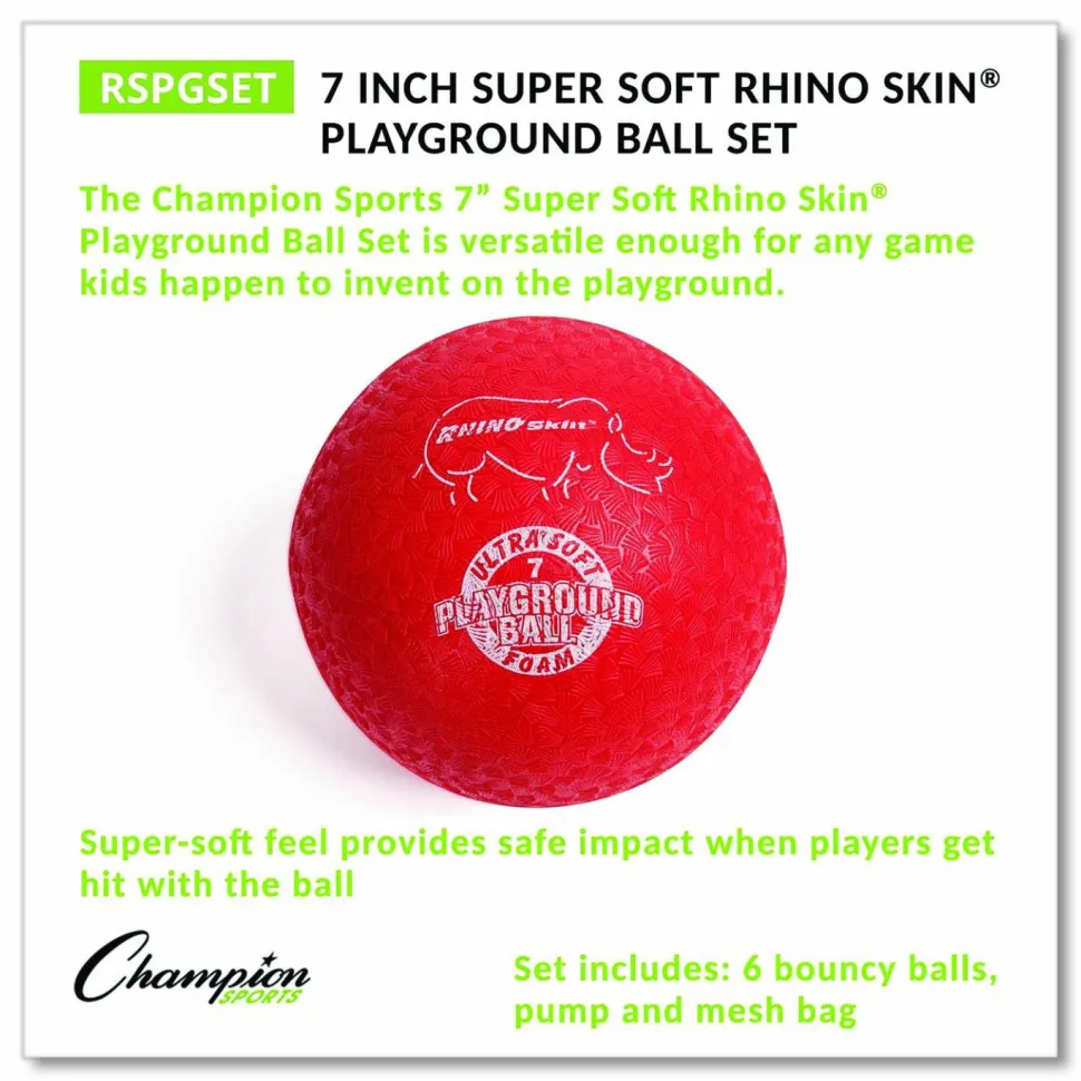 Champion Sports Rhino Soft Playground Ball Set, 8.5" Diameter, Assorted Colors, 6/Set