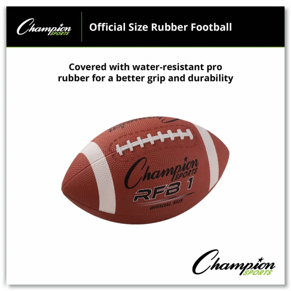 Champion Sports Rubber Sports Ball, Football, Official NFL, No. 9 Size, Brown