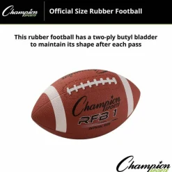 Champion Sports Rubber Sports Ball, Football, Official NFL, No. 9 Size, Brown