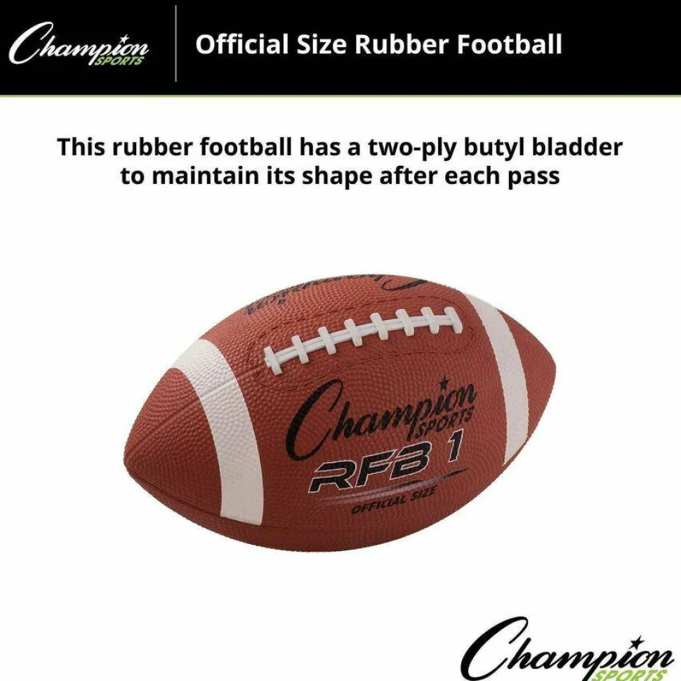 Champion Sports Rubber Sports Ball, Football, Official NFL, No. 9 Size, Brown