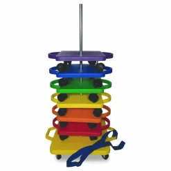 Champion Sports Scooter Stacker, Plastic, 176 lb Capacity, 21 x 16 x 39, Silver/Yellow