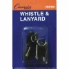 Champion Sports Sports Whistle with Black Nylon Lanyard, Plastic, Black, Dozen