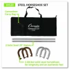 Champion Sports Steel Horseshoe Set, (4) Horseshoes/(2) 20" Stakes/Nylon Carry Bag