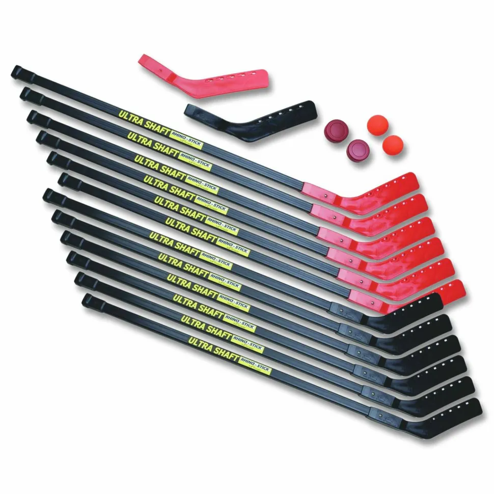 Champion Sports Ultra Shaft Hockey Set, Twelve 47' Hockey Sticks/Two Pucks/Two Balls/Two Extra Blades