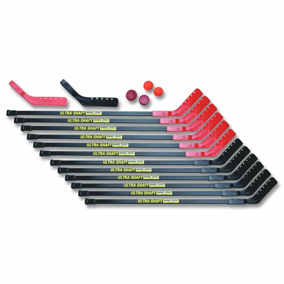 Champion Sports Ultra Shaft Hockey Set, Twelve 47' Hockey Sticks/Two Pucks/Two Balls/Two Extra Blades