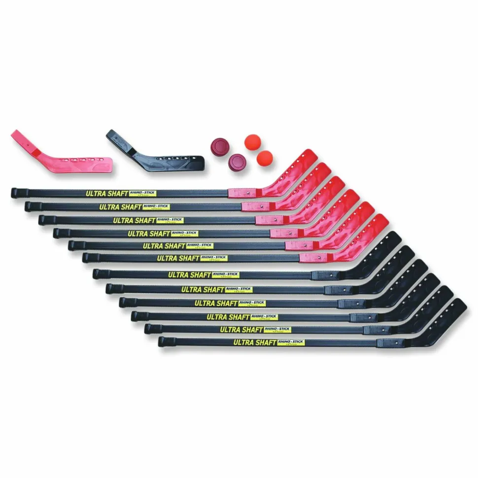 Champion Sports Ultra Shaft Hockey Set, Twelve 42" Hockey Sticks/Two Pucks/Two Balls/Two Extra Blades