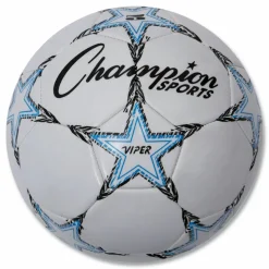 Champion Sports VIPER Soccer Ball, No. 5. Size, 8.5" to 9" Diameter, White
