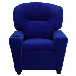 Chandler Contemporary Blue Microfiber Kids Recliner with Cup Holder