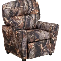 Chandler Contemporary Camouflaged Fabric Kids Recliner with Cup Holder