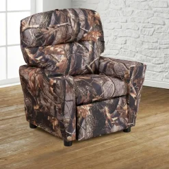 Chandler Contemporary Camouflaged Fabric Kids Recliner with Cup Holder