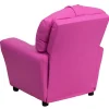 Chandler Contemporary Hot Pink Vinyl Kids Recliner with Cup Holder