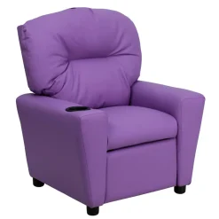 Chandler Contemporary Lavender Vinyl Kids Recliner with Cup Holder