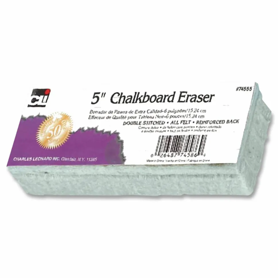 Charles Leonard 5-Inch Eraser, 5" x 2" x 1", White