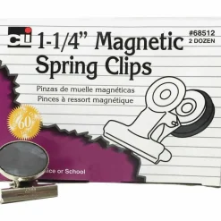 Charles Leonard Magnetic Spring Clips - 1.3" Length - 24 / Box